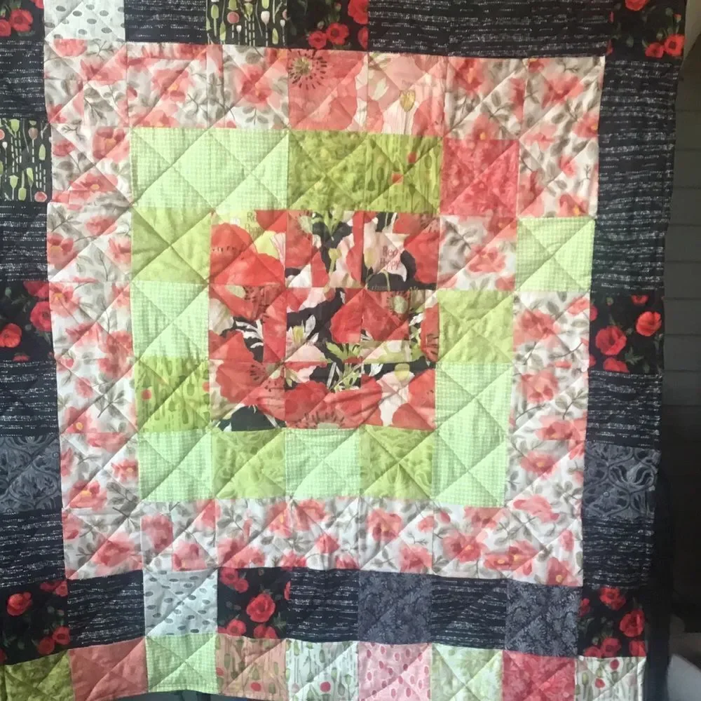 Hand Crafted New Poppies Quilt